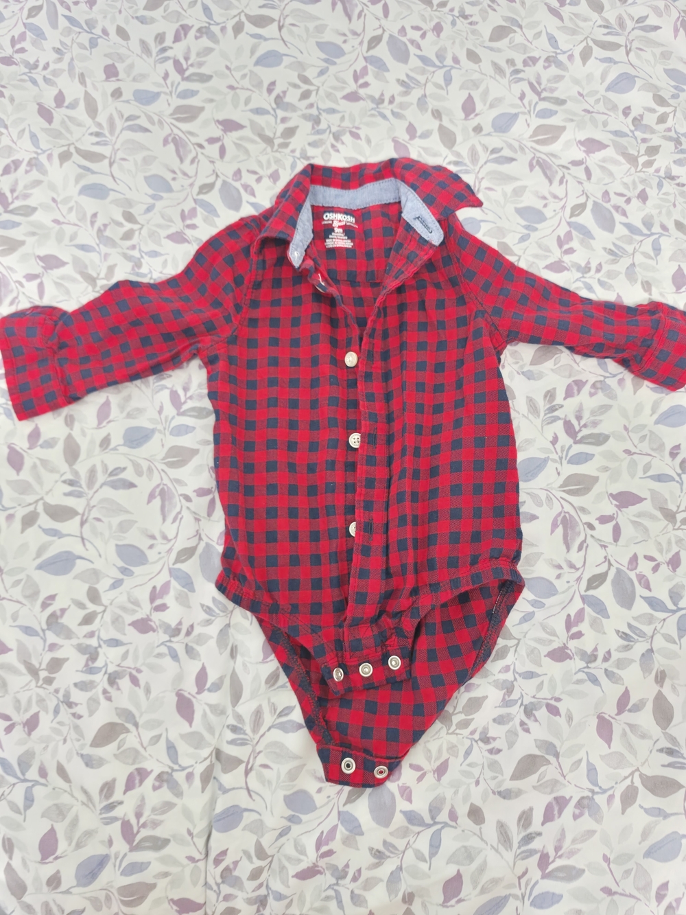 OshKosh B'gosh Red and Black Plaid Baby One-Piece Bodysuit 3-9 mos